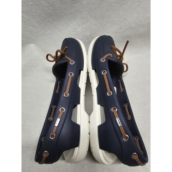 Crocs Shoes Womens Boatline Boat Blue Rubber Cutout Laces Flat Heel Slip On 6 - Picture 5 of 7